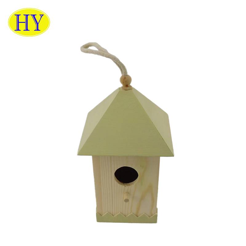 Hot Selling Green roof New Unfinished Wooden Bird House Grosir
