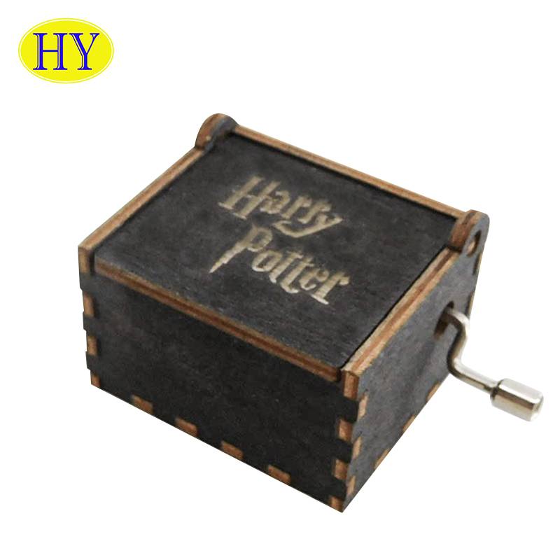 Mini caixa de música personalizada de madeira de manivela de Harry Potter