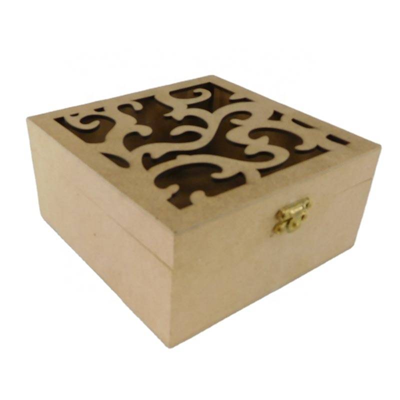 Boîte-cadeau en MDF sculpté pour emballer une boîte-cadeau en bois avec couvercle