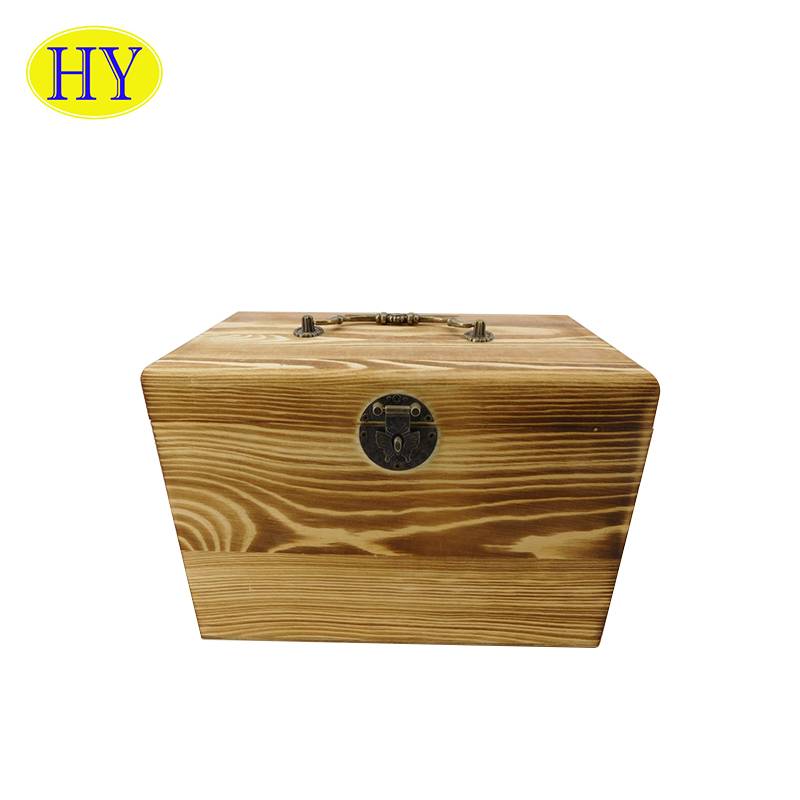 Drvena kutija s pravokutnom metalnom bravom za prilagodbu velike količine