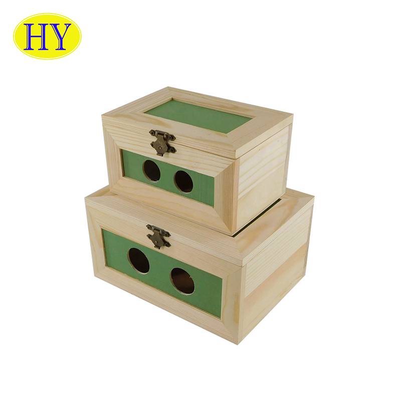 단단한 나무 티백 보관 상자 소나무 천연 미완성 나무 차 상자