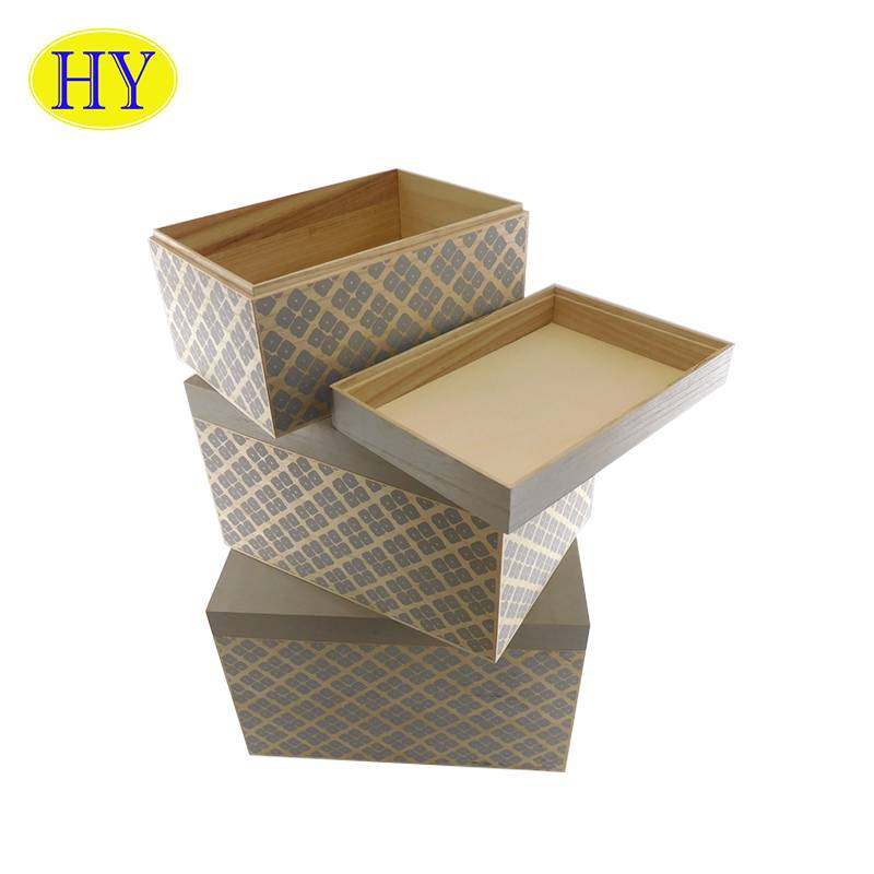 Wholesale Custom Wood Printed Packing Box na May Recessed na Takip