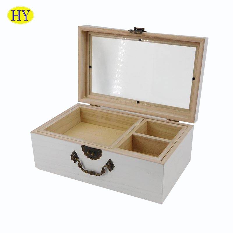 Кыймылдуу лоток менен Wholesale Desktop Organizer White Wood Box