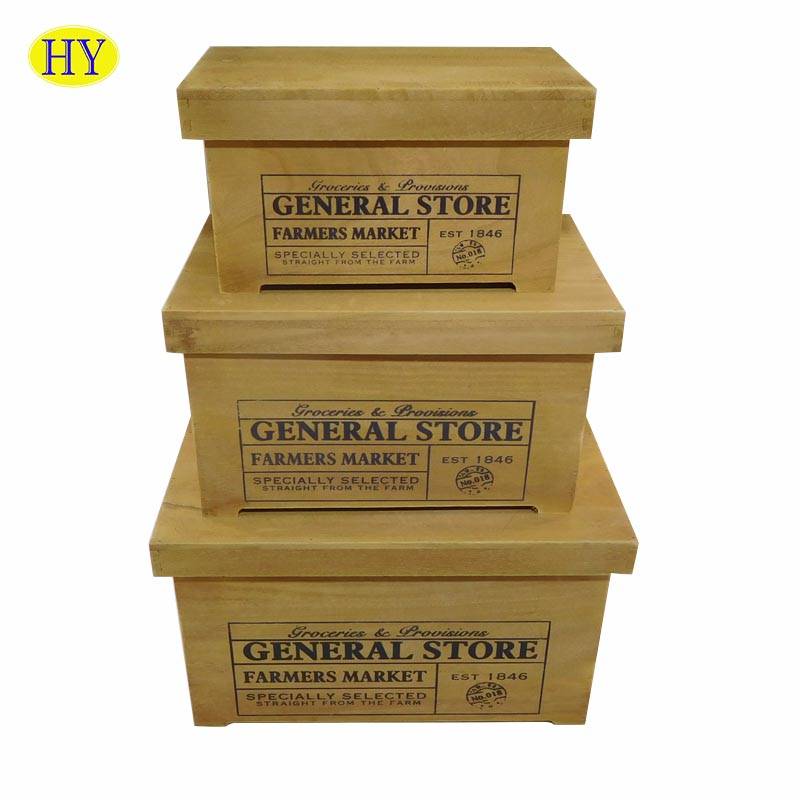Lag luam wholesale Custom Printed Wood Box nrog lub hau