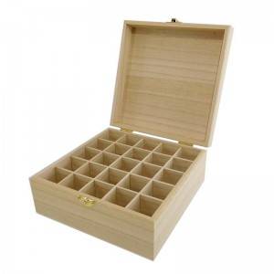Poceni nedokončana lesena škatla za shranjevanje steklenic s 25 predelki, eterična olja