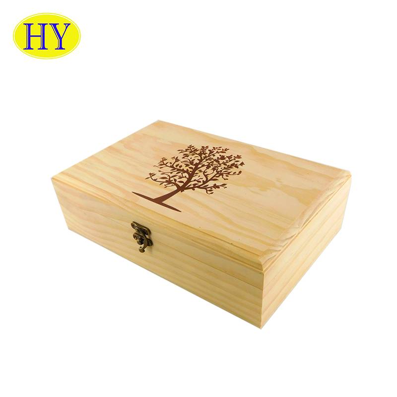 नैसर्गिक मुद्रण लाकडी पेटी गिफ्ट पॅकिंग बॉक्स