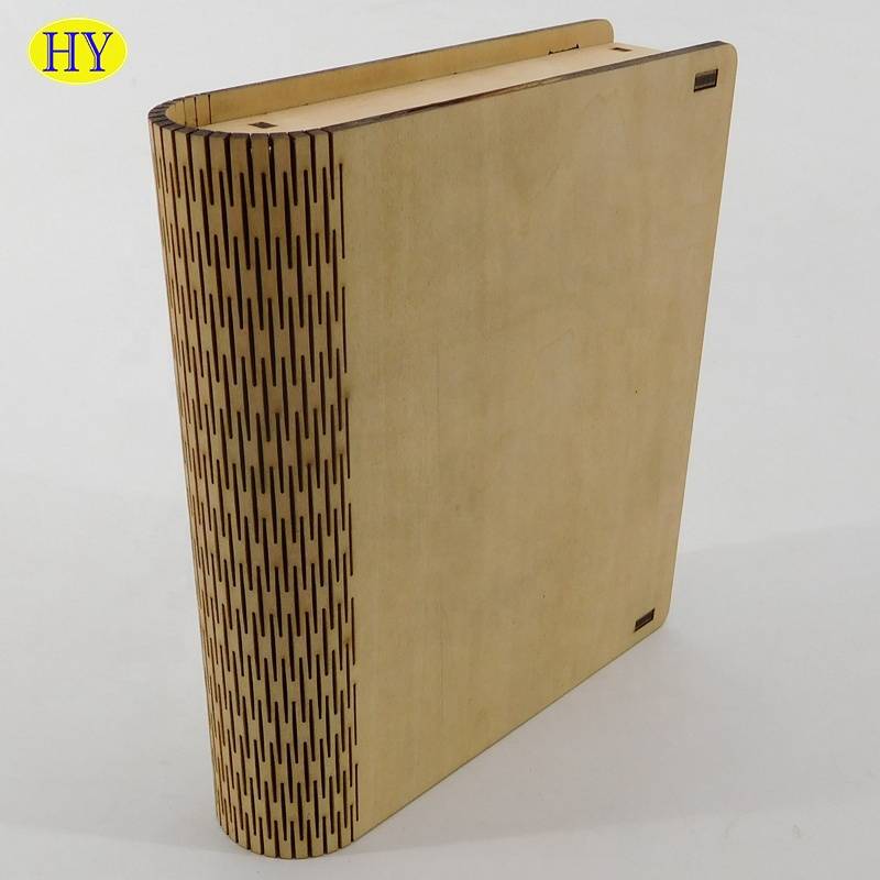 caixa em forma de livro de madeira compensada inacabada personalizada atacado