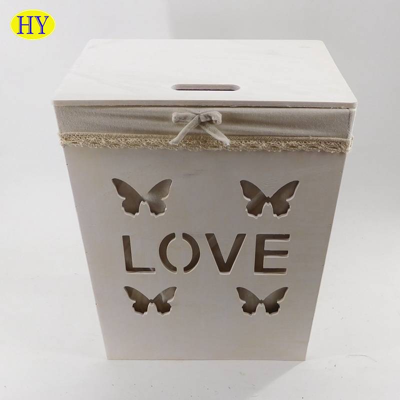 Square shape wooden box na may fabric liner wholesale