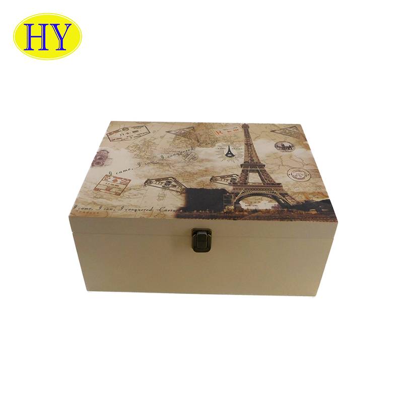 Caixa de regal de fusta sense acabar feta a mà Caixa d'impressió rústica amb tapa