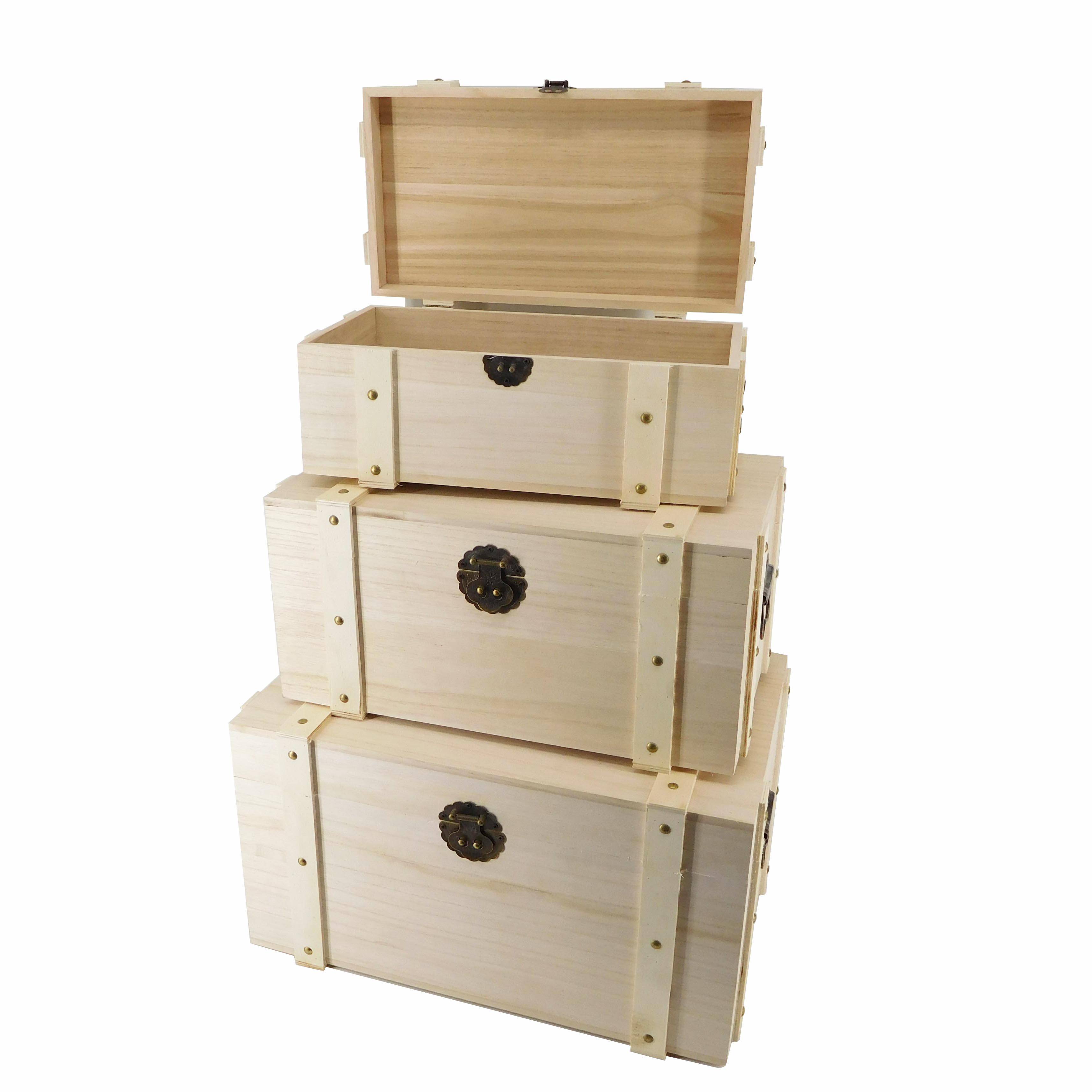 საბითუმო ანტიკური WoodenTrunk Box ხის შესანახი ყუთი