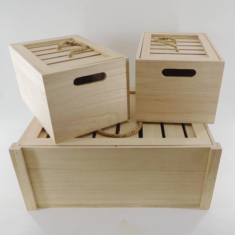 hộp staore bằng gỗ tùy chỉnh với tay cầm dây đay bán buôn