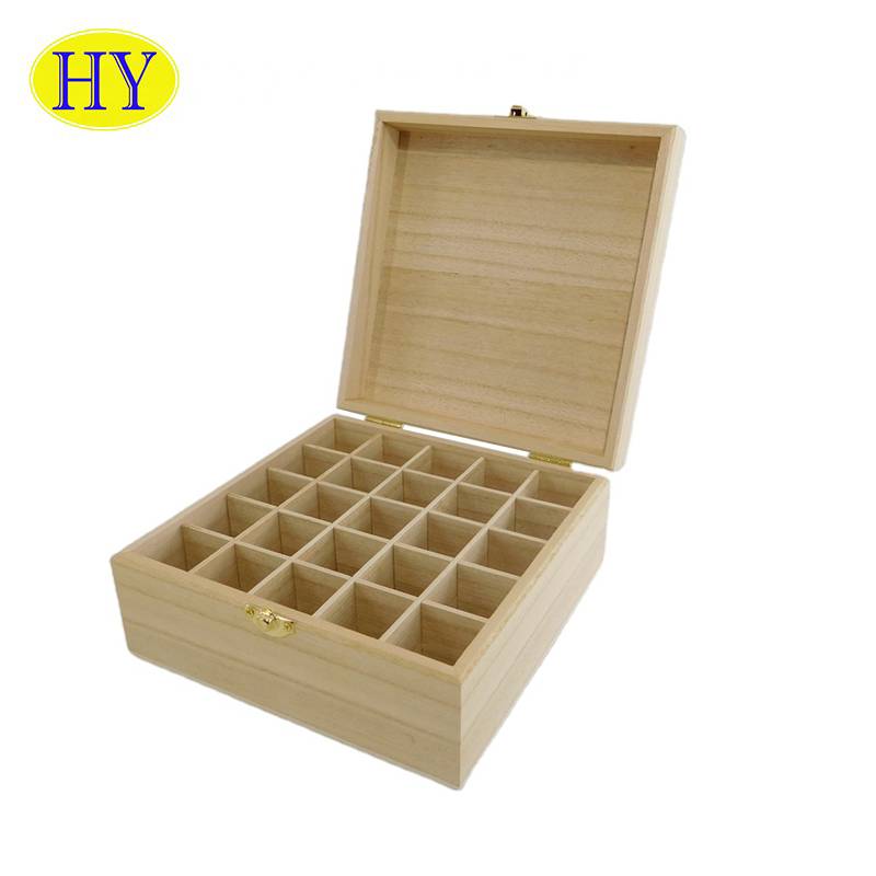 उच्च दर्जाचे 25 कंपार्टमेंट अरोमॅटिक्स लाकूड बॉक्स आवश्यक तेल लाकडी स्टोरेज बॉक्स