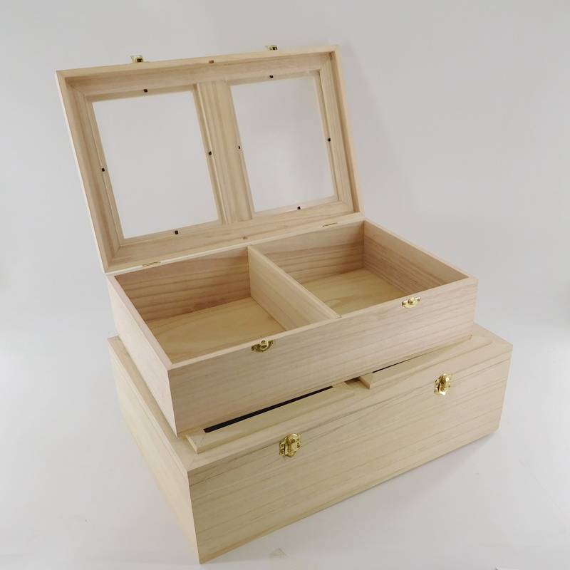hộp bản lề bằng gỗ tùy chỉnh với nắp thủy tinh bán buôn