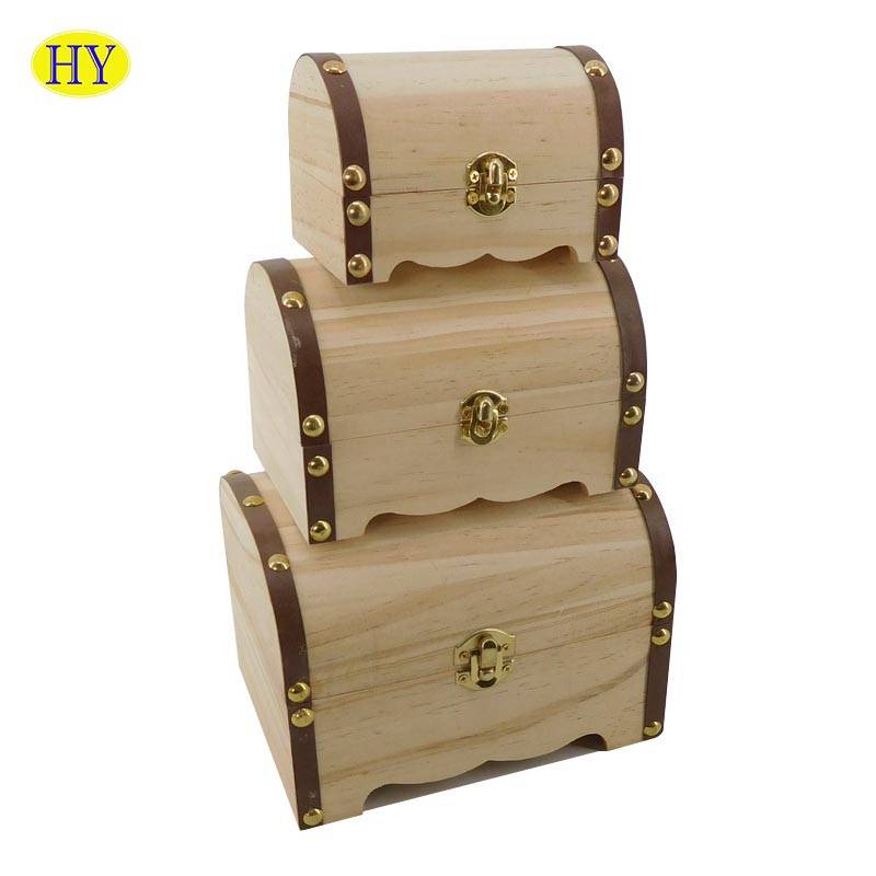 थोक प्राचीन सजावटी लकड़ी के बक्से लकड़ी खजाना बॉक्स