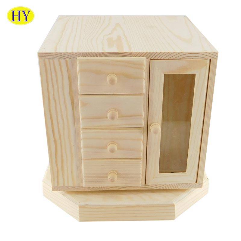 Custom Unfinished Wooden Small Cabinet Desktop Organizer
