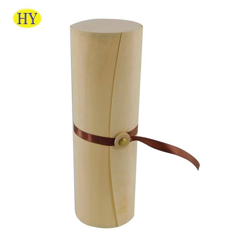 Ibicuruzwa byinshi bitarangiye Birch Veneer Cylinder Impano Agasanduku