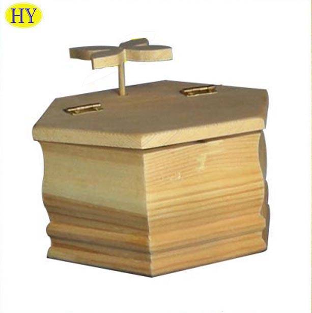 Manual pungkal Hex kotak musik kayu handmade