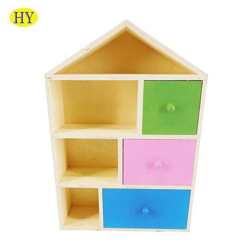 House Shape Wall Mounted Wooden Hanger with Drawers Wholesale