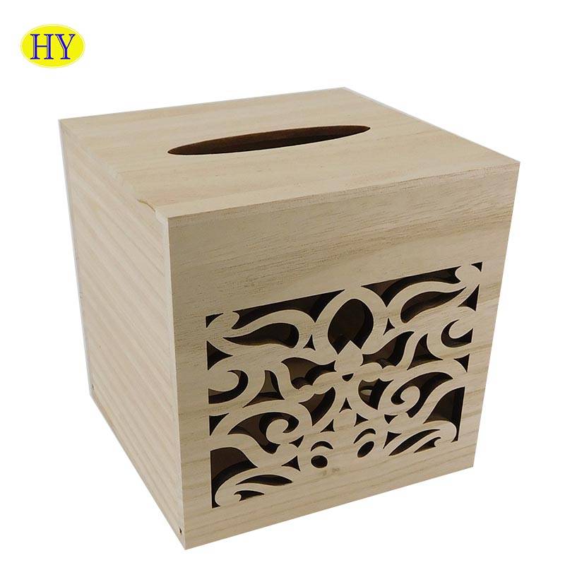 New Design Hollowed Wood Tissue Box Wholesale