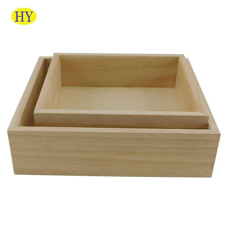 Square Shape Custom Unfinished Cheap Serving Tray Wood