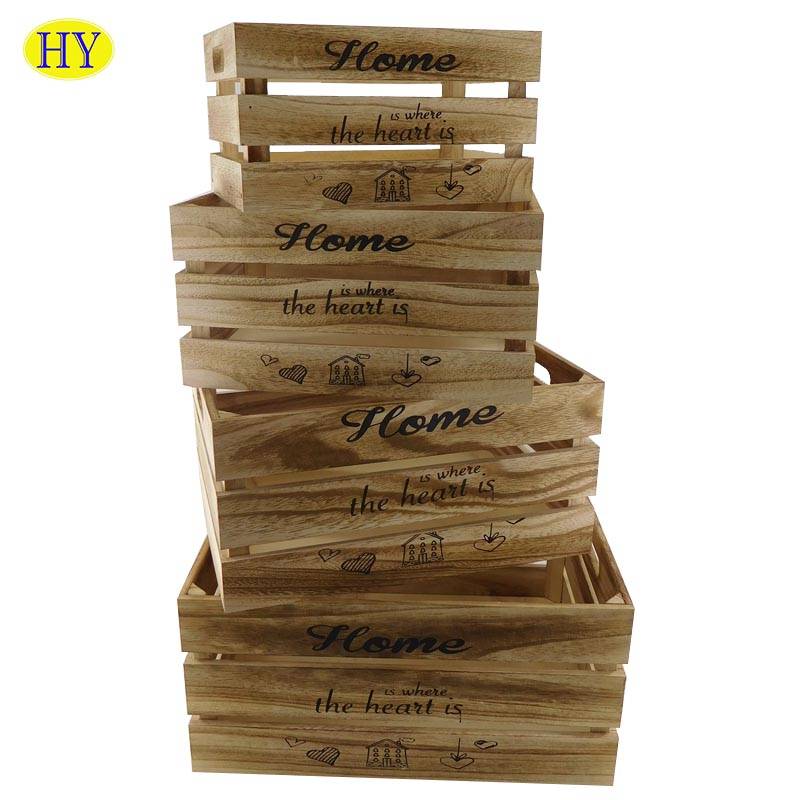 Caisse de fruits faite main avec logo personnalisé en gros en bois pour caisses