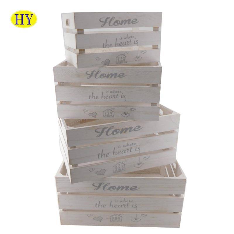 Customized Size Shabby Chic Printing Logo Wooden Crate Box For fruit