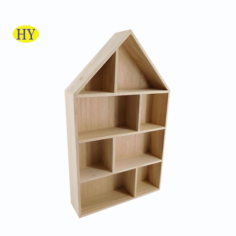 Wholesale House Shape Wood Compartment Wall Display Shelf