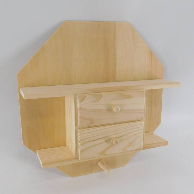 colgador de parede de madeira sen rematar personalizado con caixóns por xunto