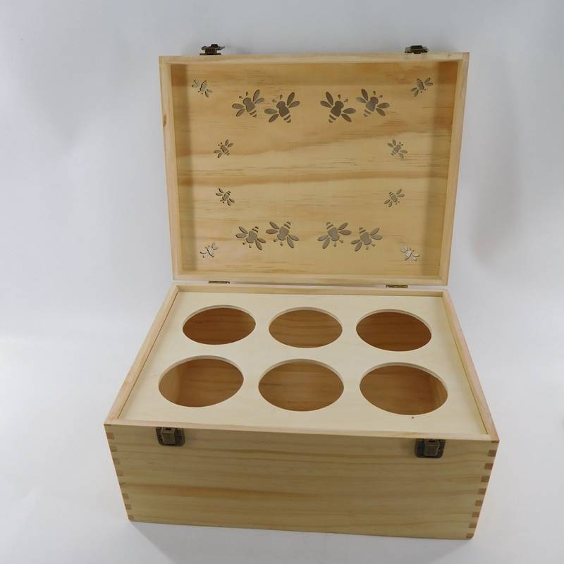 thiết kế tùy chỉnh hộp gỗ tự nhiên chưa hoàn thành với dải phân cách cho bán buôn bao bì chai