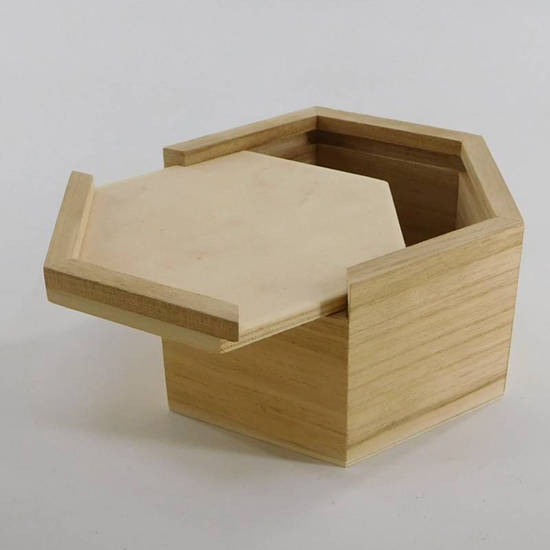 custom ທໍາມະຊາດ unfinished hexagon ຂະຫນາດນ້ອຍກ່ອງບັນຈຸຂອງຂວັນທີ່ມີ lid sliding wholesale