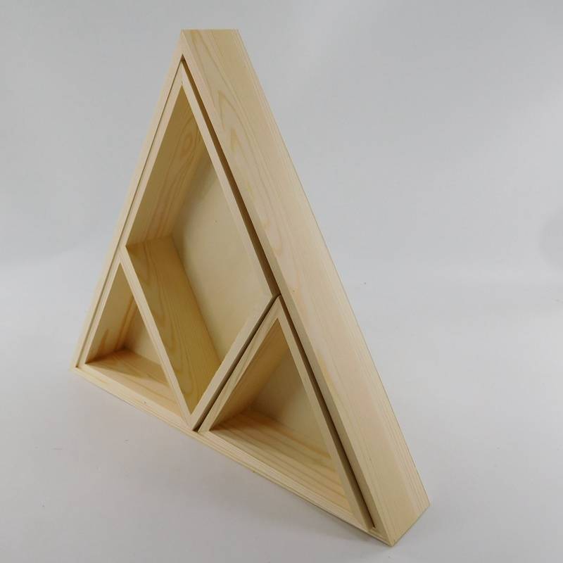 Giá treo tường bằng gỗ hình tam giác tùy chỉnh với các ngăn di chuyển bán buôn