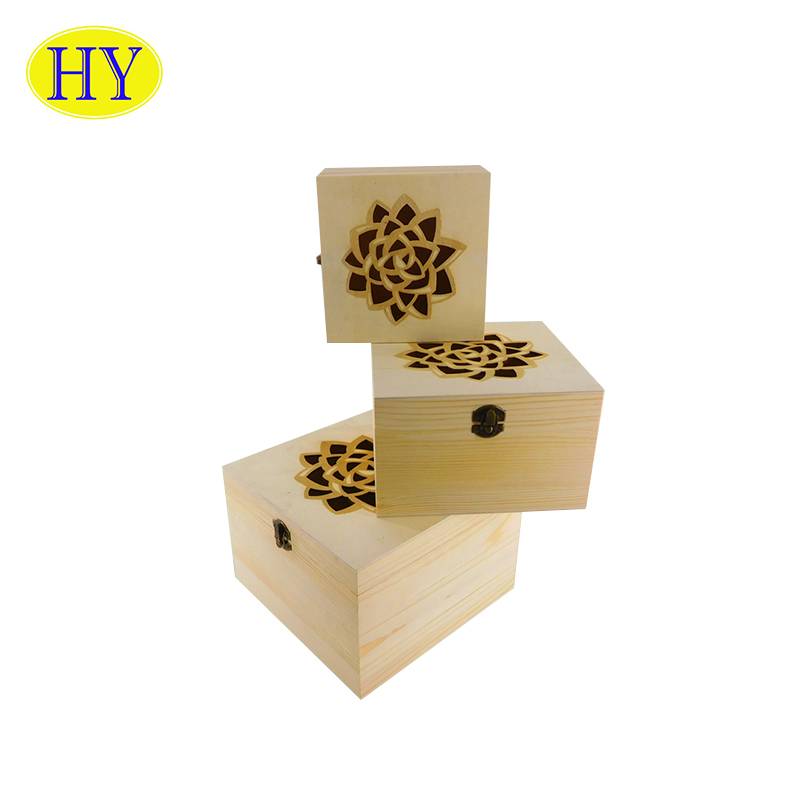 Małe unikalne drewniane pudełko do pakowania niestandardowego niedokończonego drewnianego pudełka do przechowywania