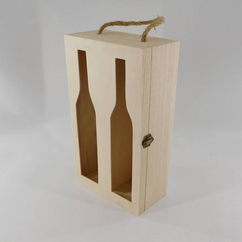 caja de regalo de vino de madera natural sin terminar personalizada