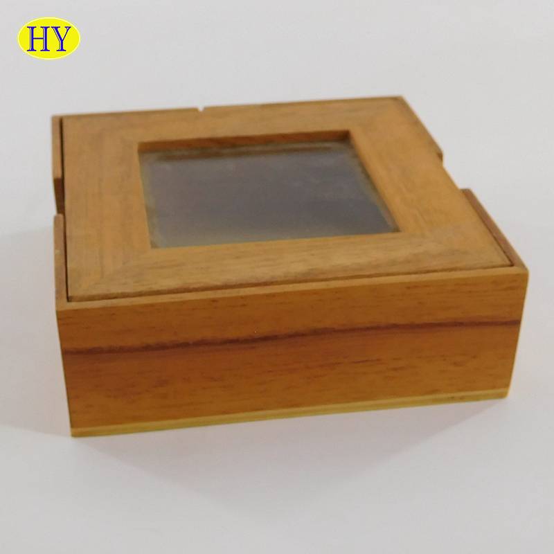 scatola per appunti in legno personalizzata con coperchio in vetro all'ingrosso