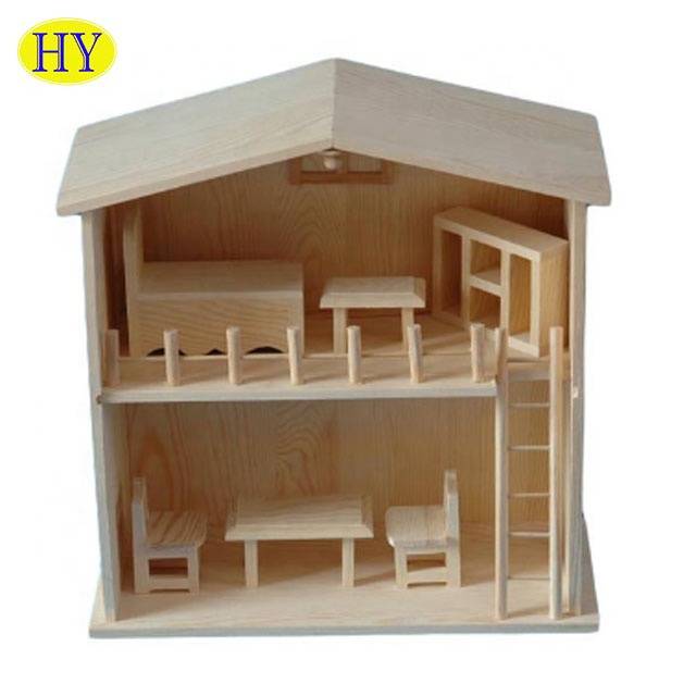 Wholesale Custom Natural Unfinished Wooden Dollhouse