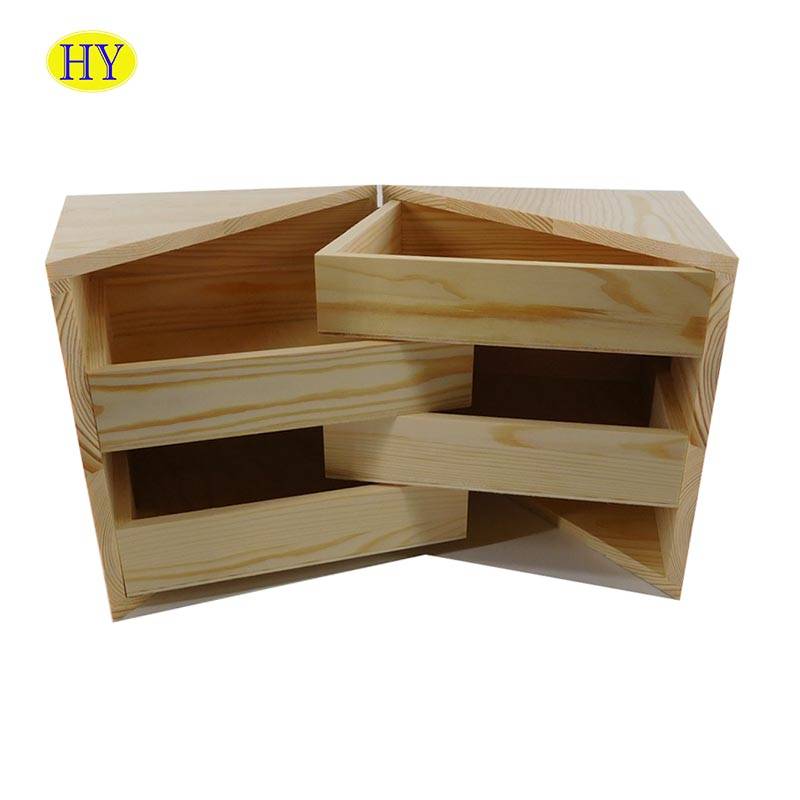 Organizador de escritorio plegable de madeira sen rematar personalizado por xunto