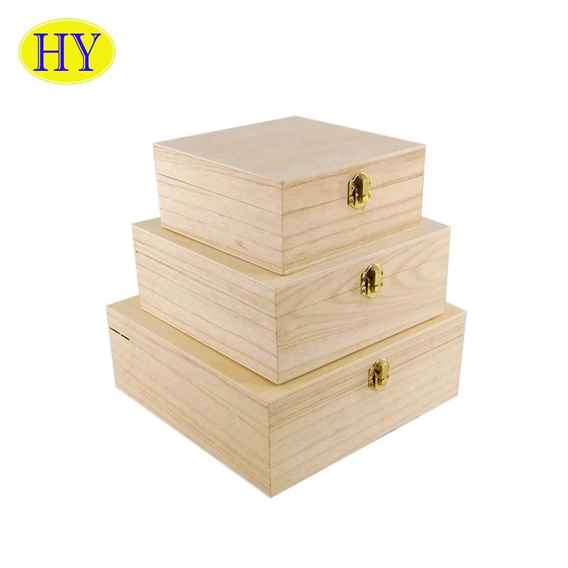 Caja de embalaje de regalo de madera de color natural personalizada Caja de regalo de almacenamiento de madera