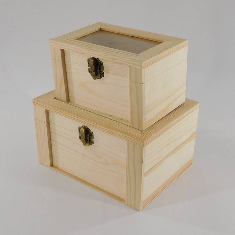 petite boîte en bois inachevée personnalisée avec fenêtre transparente pour emballage cadeau