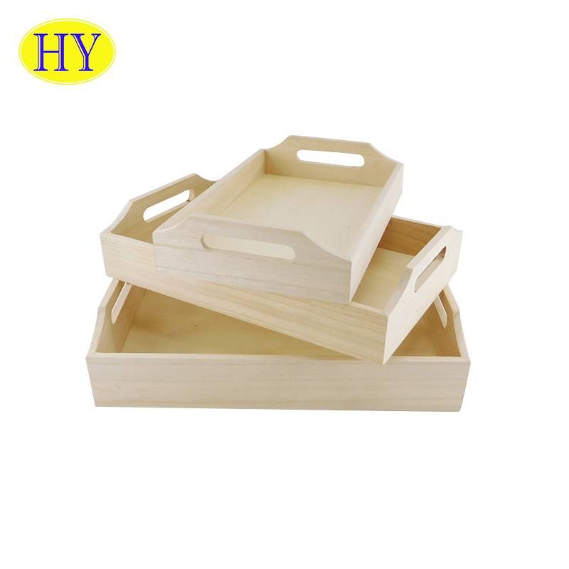 Hot Sale High Quality Tray Malaking Square Wooden Serving Trays With Hands
