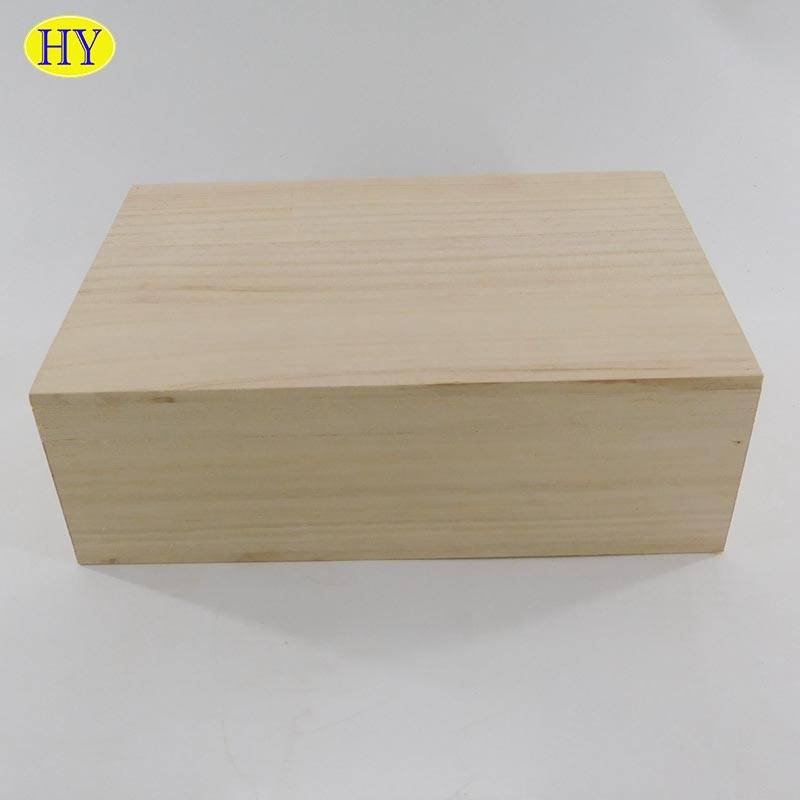 hộp bao bì gỗ tự nhiên chưa hoàn thành tùy chỉnh với nắp nâng