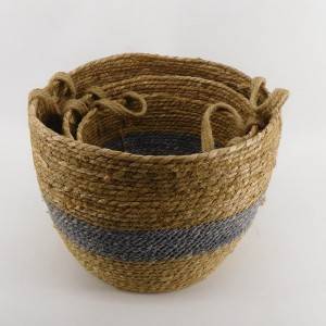 ចំបើង Seagrass Planter Laundry Storage Basket with Hands