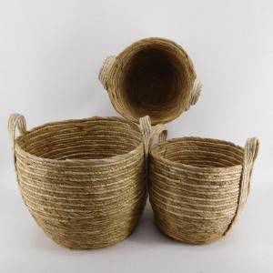 Straw Seagrass Planter Labahan Basket nga Pagtipig sa Basket nga adunay mga Handle