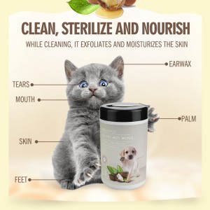 Natürliche, hypoallergene, sichere, freundliche 200 Stück Haustier-Feuchttücher für Hunde und Katzen