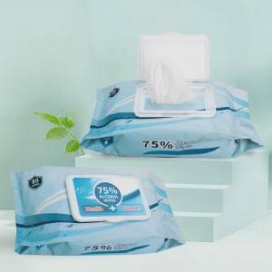 Bolsa de toallitas de fábrica OEM 80 toallitas de limpeza multiusos con 75% de alcohol