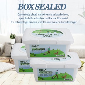 Gyári nagykereskedelmi dobozos 100 darab tisztító kisállat bakteriális törlőkendő kutyák és macskák számára