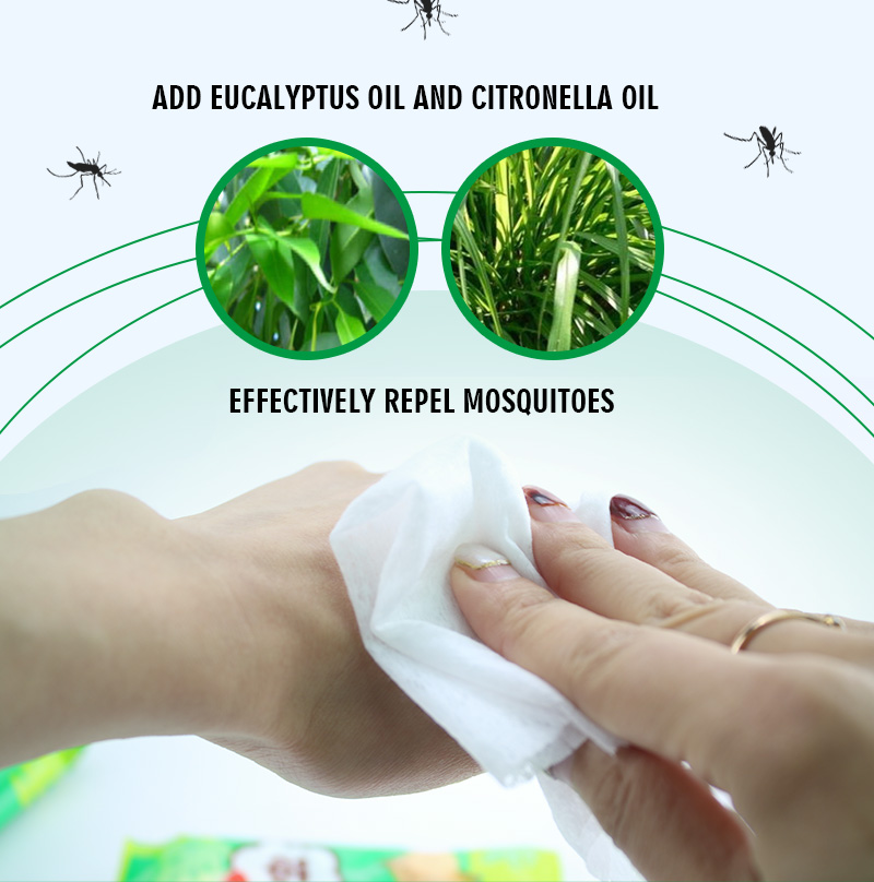 Gléasra wipes repellent mosquito, cosaint phearsanta