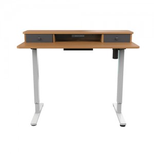 Twa-tier Stylish Manual Sit-stand Desk Optimale ergonomie garandearre mei twa lagen yn ienheid