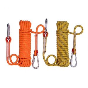 Corde de sécurité d'escalade extérieure de 10 mm avec mousqueton pour randonnée alpinisme, sauvetage