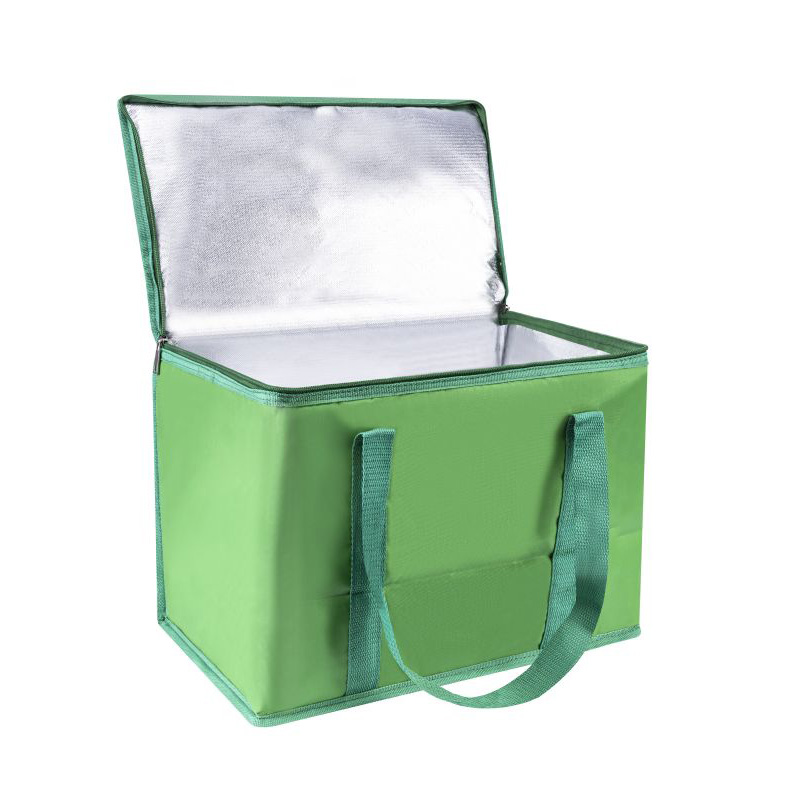 Netkana hladilna torba Zložljiva torba za dostavo obrokov Termalna hladilna torba za piknik z zadrgo PEVA podloga Izolirana nosilna torba Predstavljena slika