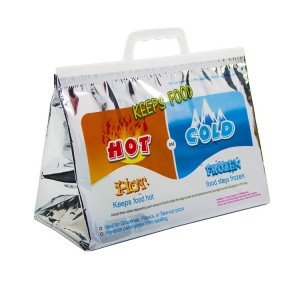 Heiße und kalte Thermotasche mit individuellem Logo, Lebensmittel, Aluminiumfolie, isolierte Lieferung, Mittagessen, Kühltaschen